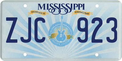 MS license plate ZJC923