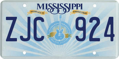 MS license plate ZJC924