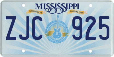 MS license plate ZJC925