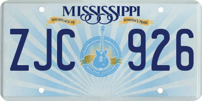 MS license plate ZJC926