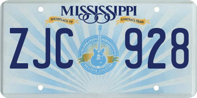 MS license plate ZJC928