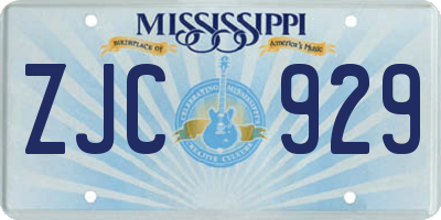MS license plate ZJC929