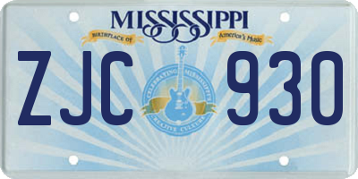MS license plate ZJC930