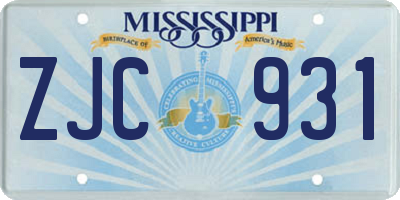MS license plate ZJC931
