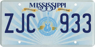 MS license plate ZJC933
