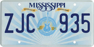 MS license plate ZJC935