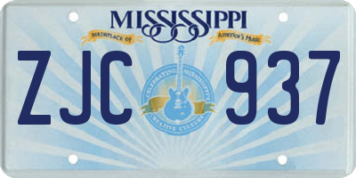 MS license plate ZJC937