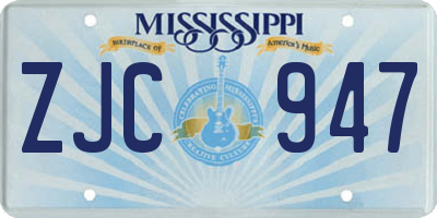 MS license plate ZJC947