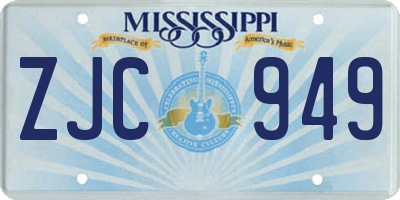 MS license plate ZJC949
