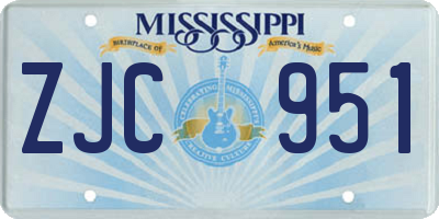 MS license plate ZJC951