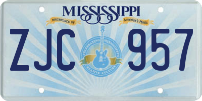 MS license plate ZJC957