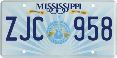 MS license plate ZJC958
