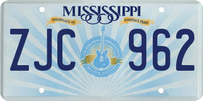 MS license plate ZJC962