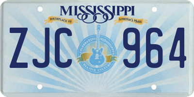 MS license plate ZJC964