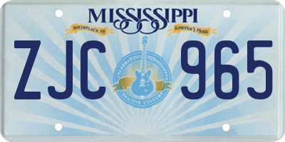 MS license plate ZJC965
