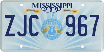 MS license plate ZJC967