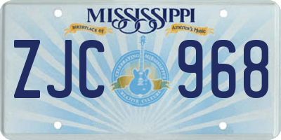 MS license plate ZJC968