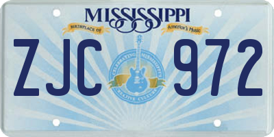 MS license plate ZJC972