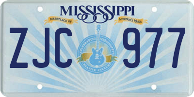 MS license plate ZJC977