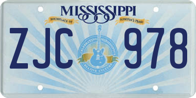 MS license plate ZJC978