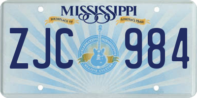 MS license plate ZJC984