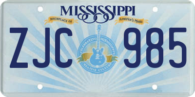 MS license plate ZJC985