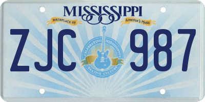 MS license plate ZJC987