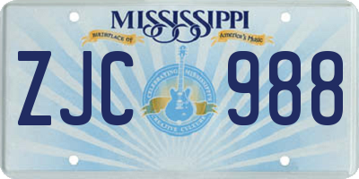MS license plate ZJC988
