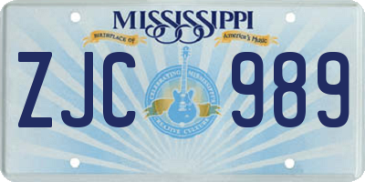 MS license plate ZJC989