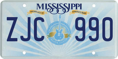 MS license plate ZJC990