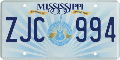MS license plate ZJC994