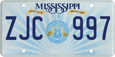 MS license plate ZJC997