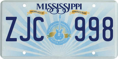 MS license plate ZJC998