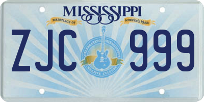 MS license plate ZJC999