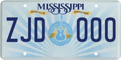 MS license plate ZJD000