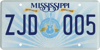 MS license plate ZJD005