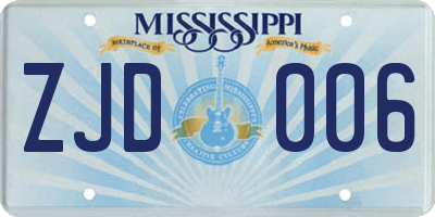 MS license plate ZJD006