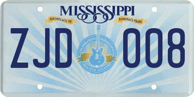 MS license plate ZJD008