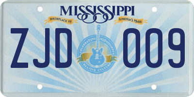 MS license plate ZJD009