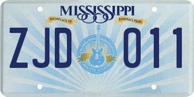 MS license plate ZJD011
