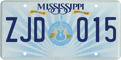 MS license plate ZJD015