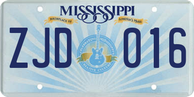 MS license plate ZJD016