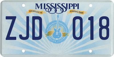 MS license plate ZJD018