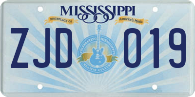 MS license plate ZJD019