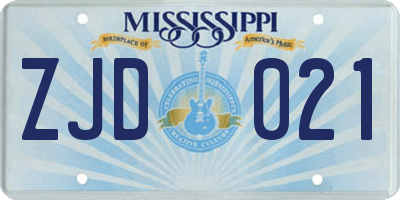 MS license plate ZJD021