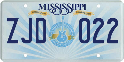 MS license plate ZJD022