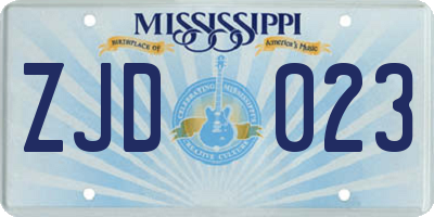 MS license plate ZJD023