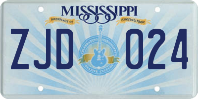 MS license plate ZJD024