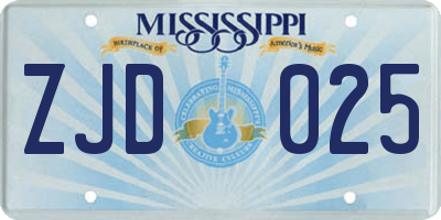 MS license plate ZJD025