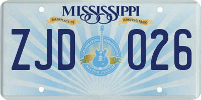 MS license plate ZJD026